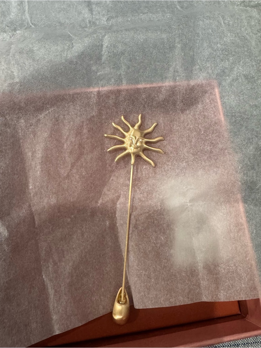 CULT GAIA LEO SUN BLAZER PIN IN BRUSHED BRASS NEW IN BOX - Picture 3 of 4